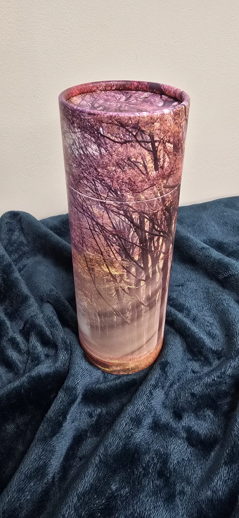 Autumn trees in pink and violet