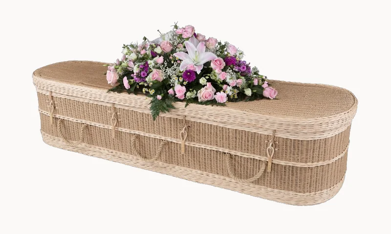 Cane, loom and seagrass coffin