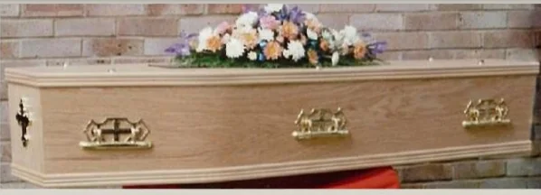 Turners waxed oak coffin