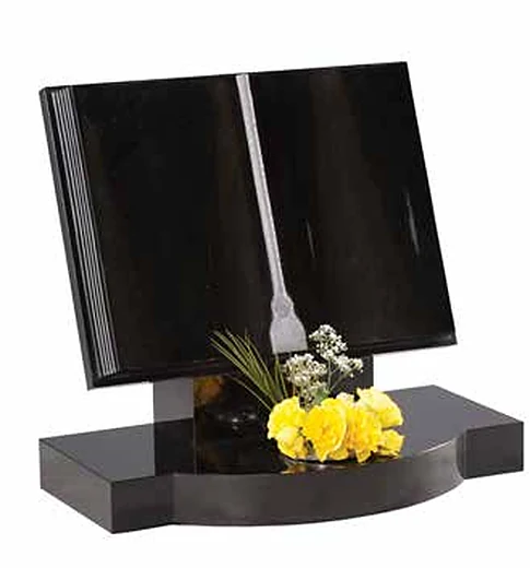 An open book in black granite — Black Granite, catalogue reference WG132